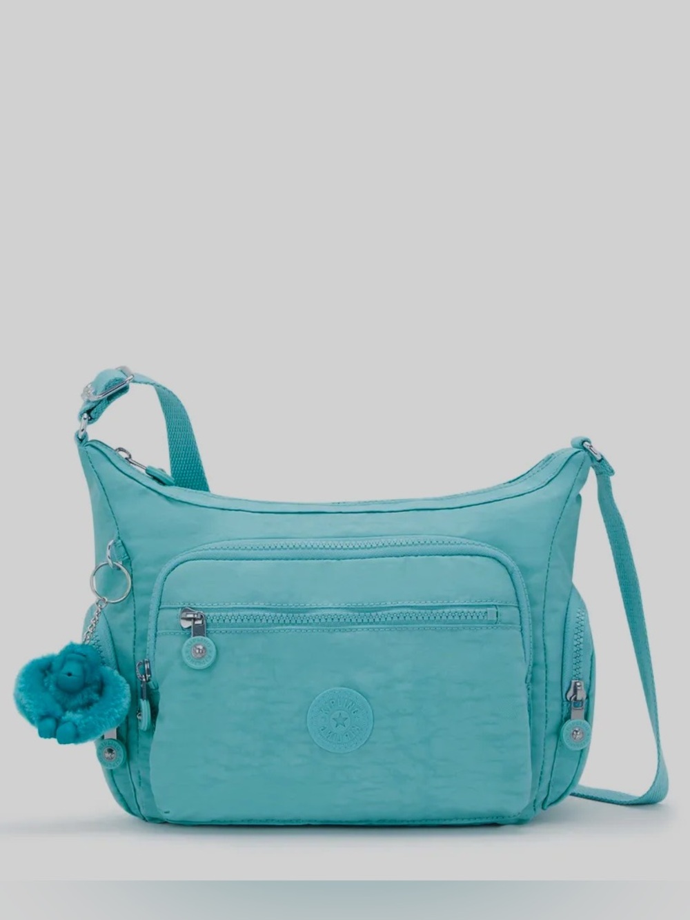 Kipling | Gabbie Mini Crossbody Bag Purse Deepest Aqua Blue Nylon Monkey NWT New - Picture 10 of 15